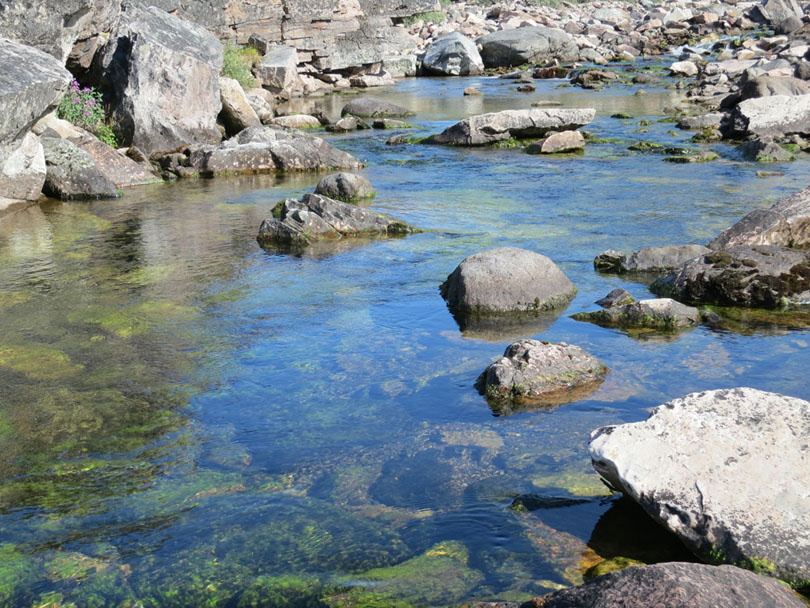 Ipiutaq guest farm, clear pool on Ilua river